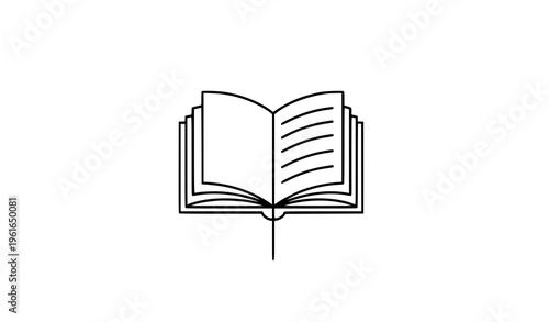Minimalistic open book vector icon in linear flat style for educational and document design