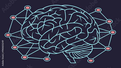 A vector illustration of a human brain silhouette featuring a circuit pattern and tree design to represent a medical science concept of mind intelligence and creative ideas