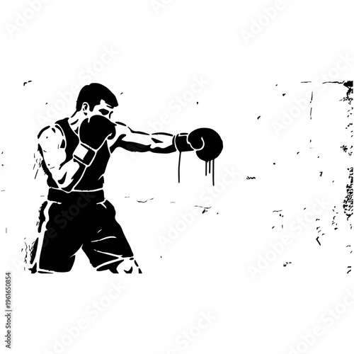 Boxer Punch Silhouette – Boxing Training Athlete, Fighting Sport Action Illustration
