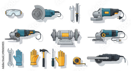 Collection of Power Tools and Hand Tools for DIY and Construction