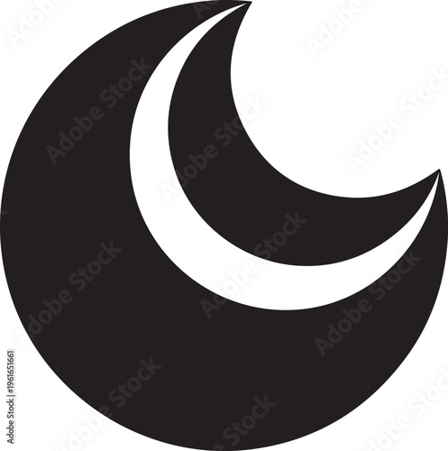 Crescent Moon Shape in Black and White Colors
