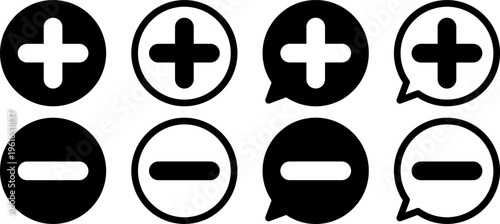 プラスとマイナスのアイコン 加算・減算・増減を表すシンプルUIデザイン Plus and Minus Icon Add Subtract UI Design
