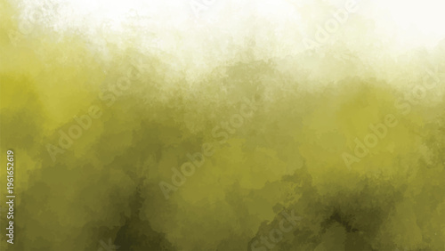 Abstract olive green watercolor background with soft atmospheric wash and paper texture