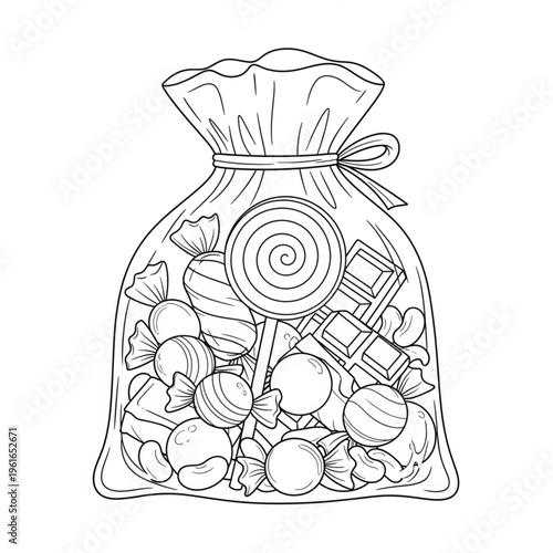 Bag of assorted candies and sweets.