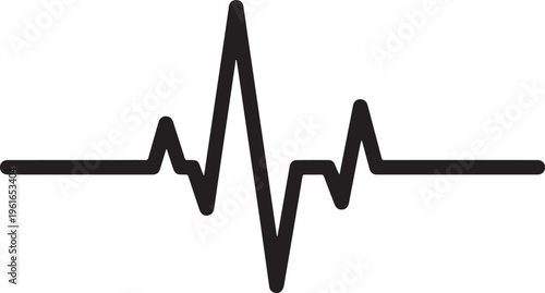 ECG heartbeat, electrocardiogram wave, medical vector icon, black line graphic
