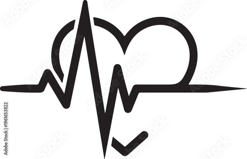 Heart rate, cardiogram, medical symbol, healthcare icon, black vector
