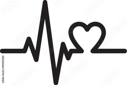 Heart rate, cardiogram, ECG, heartbeat icon, medical symbol, black vector graphic