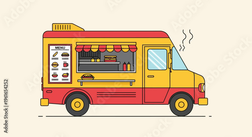 Colorful Food Truck Side View.