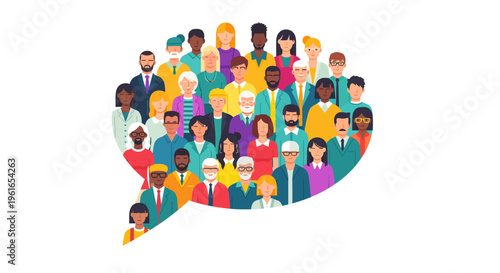 Diverse Community Communication and Social Networking Concept within a Speech Bubble Representing Global Dialogue and Inclusion