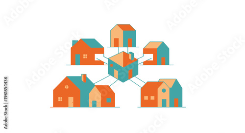 Houses Connected in a Network.