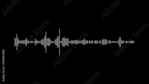 White line audio wave visualization on transparent background, audio waveform spectrum animation, 4k digital voice record effect, minimalist sound frequency equalizer with alpha channel
