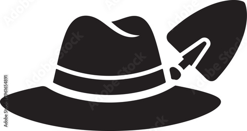 Black Fedora Hat with Ribbon and Pin