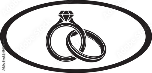 Interlocking Wedding Rings with Diamond Symbol