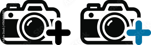 プラスマーク付きカメラアイコン｜追加・新規撮影を表すUI素材 Camera Plus Icon – Add New Photo Photography Symbol
