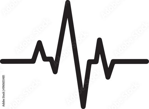 ECG, heart rate, cardiogram, medical waveform, vector icon