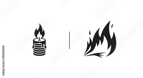 A lit candle and a flame