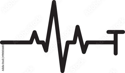 ECG, heart rate, vector icon, medical symbol, black line art
