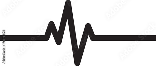 ECG heartbeat line, electrocardiogram vector icon, black medical waveform, health monitoring symbol