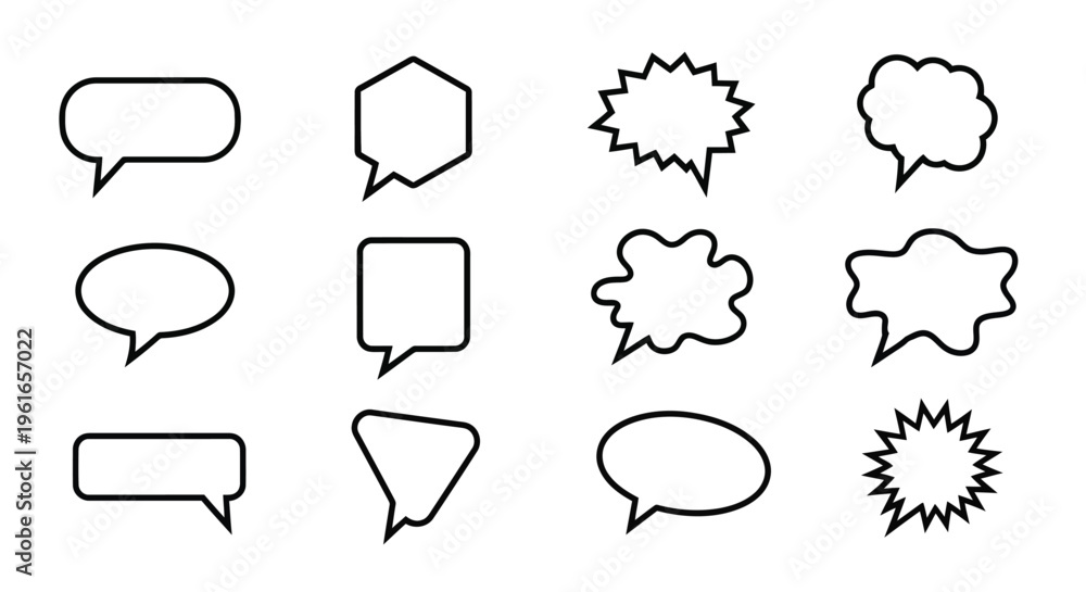 Fototapeta premium A set of black and white speech bubbles