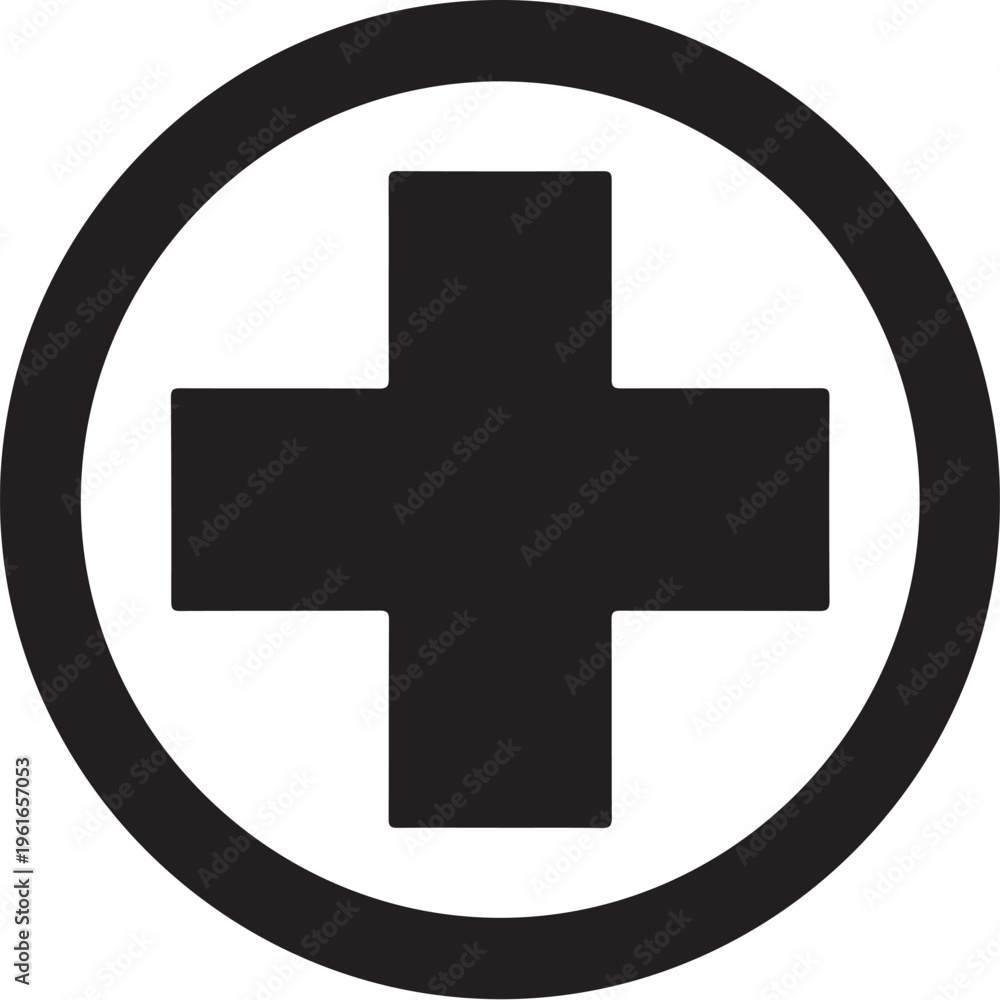 Obraz premium Medical Cross Symbol in Circle Icon