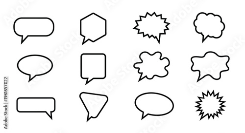 A set of black and white speech bubbles