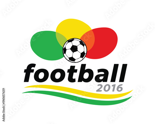 Football 2016 tournament logo design with soccer ball and colorful circles vector