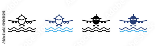 Airplane icon set multiple style collection