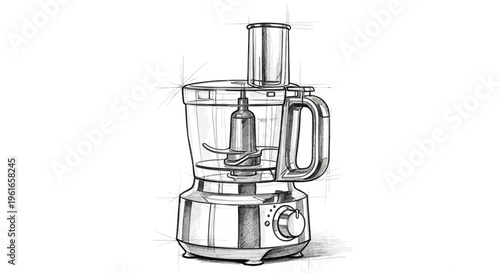 Food Processor Sketch Drawing