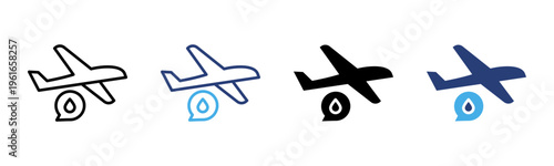 Airplane icon set multiple style collection