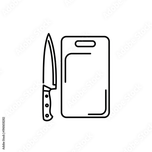 Sharp Kitchen Knife and Cutting Board.