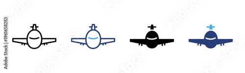 Airplane icon set multiple style collection