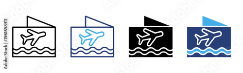 Airplane icon set multiple style collection