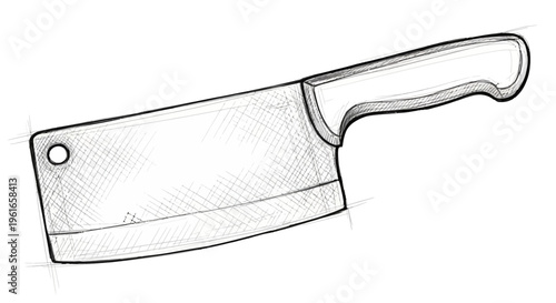 Hand-drawn cleaver knife illustration