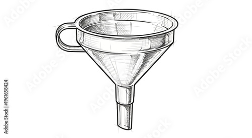 Hand-drawn funnel illustration on white background