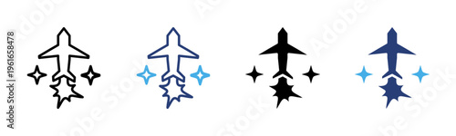 Airplane icon set multiple style collection