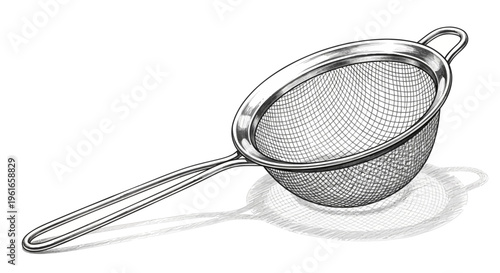 Kitchen sieve isolated on white background, hand-drawn illustration