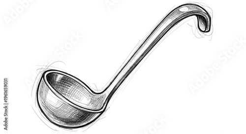 Sketch of a metal ladle, isolated on white background