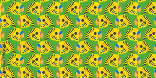 セキセイインコのシームレス背景画像。（Seamless background image of budgerigars.）
