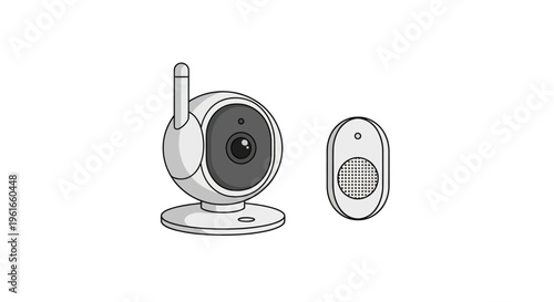 Modern Wireless Security Camera and Motion Sensor Icon Set