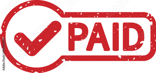 支払い完了を示すPAIDスタンプアイコン｜チェックマーク付きの決済完了・入金済みイラスト Paid Stamp Icon with Check Mark
