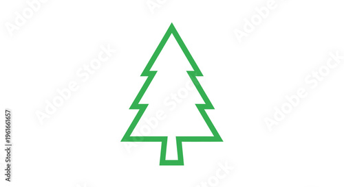 Minimalist Green Pine Tree Icon on White Background