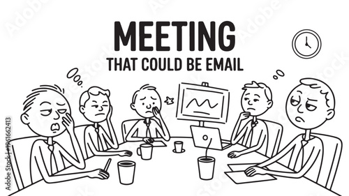 Bored Businessmen Sitting In Unproductive Meeting That Could Be An Email