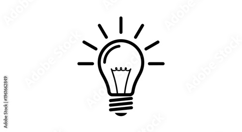 Minimal lightbulb icon representing idea, inspiration, and creativity in outline style.