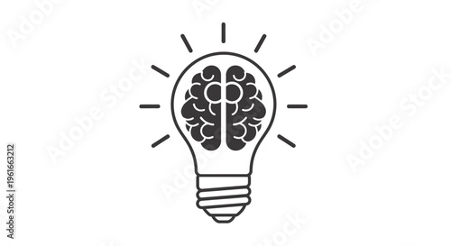 Conceptual lightbulb with a brain illustrating idea and innovation.