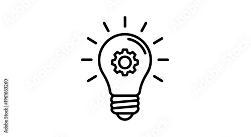 Illustration of a lightbulb with a gear inside representing innovation and creative technology.