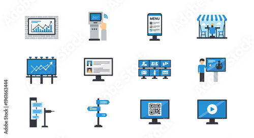 Digital Signage and Interactive Kiosk Icons Set