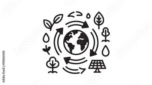 Eco Friendly Concept Icons Surrounding The Earth For Environmental Conservation Backgrounds