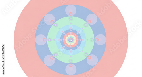 Vibrant concentric circles pattern with pastel colors and soft gradient effect on white background
