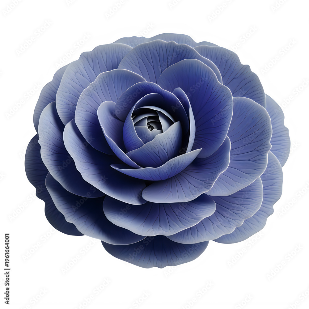 Obraz premium A large blue flower with many petals isolated on white background