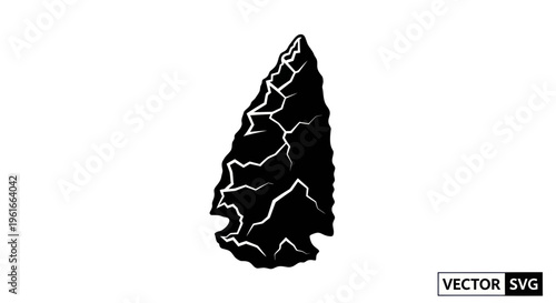 Ancient Arrowhead Silhouette - Stone Age Artifact Vector